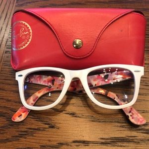 Ray-Ban white Wayfarer glasses floral inside